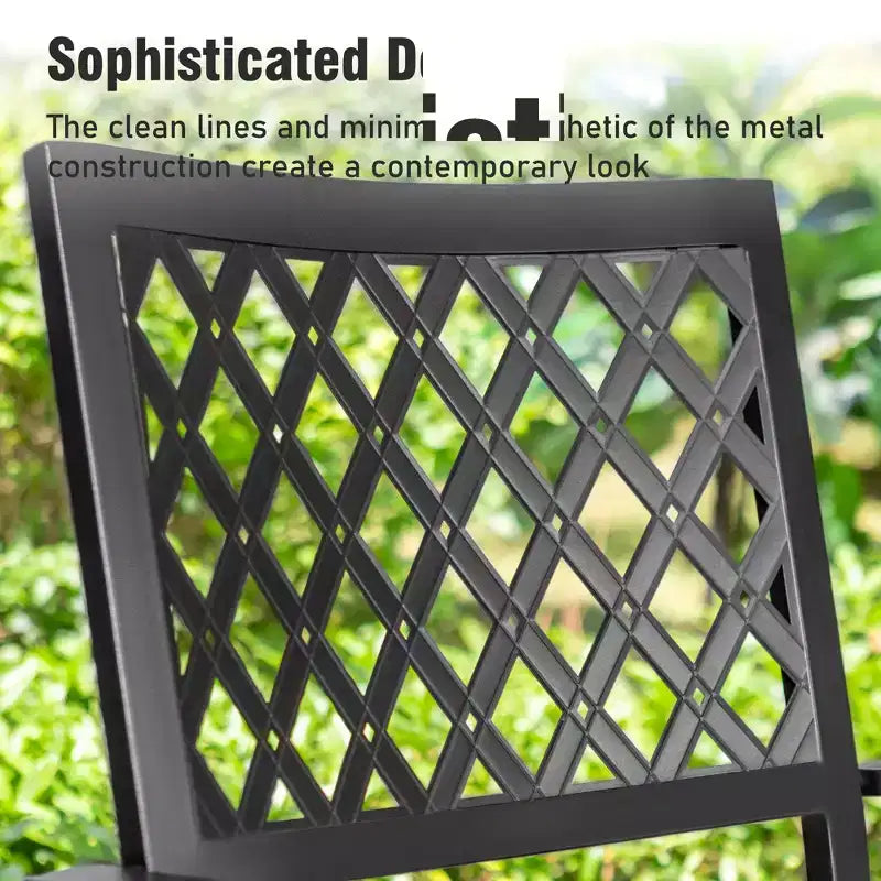 Captiva Designs Set 6 Pezzi da Esterno con Tavolo da Pranzo in Acciaio con Piano a Doghe, Sedie in Metallo e Panca Imbottita