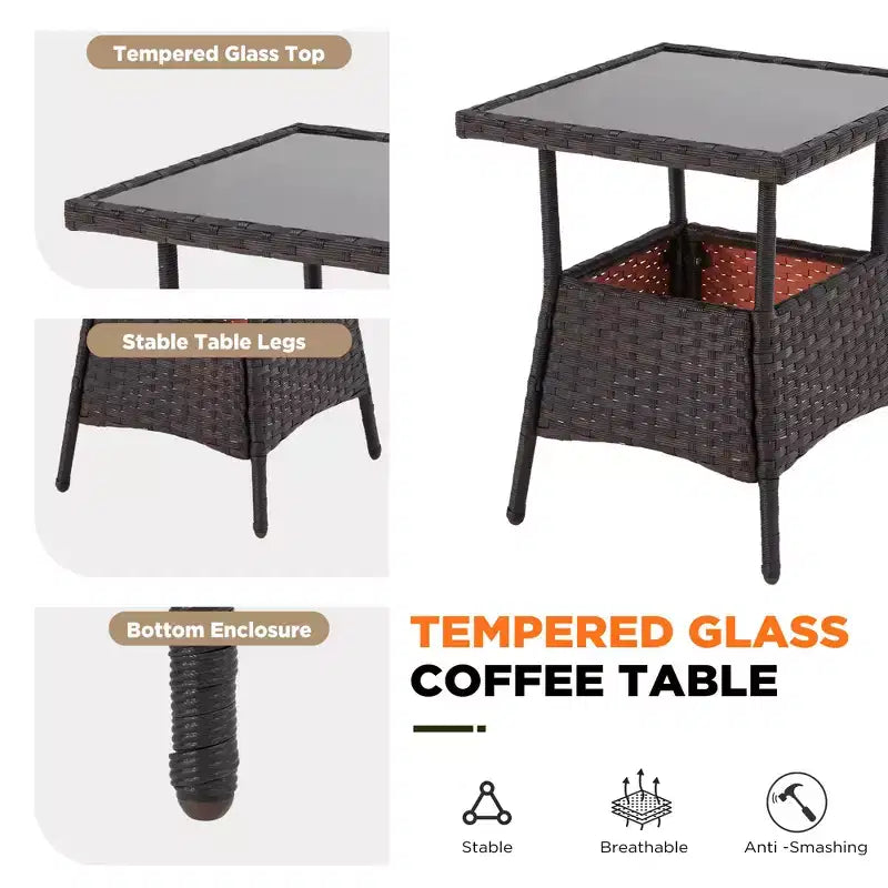 EROMMY Set da 3 Pezzi con Poltrone Girevoli a Dondolo in Rattan per Patio, Sedie Girevoli a Dondolo da Esterno con 1 Tavolino da Caffè in Rattan, Perfetto per Portico, Giardino e Prato