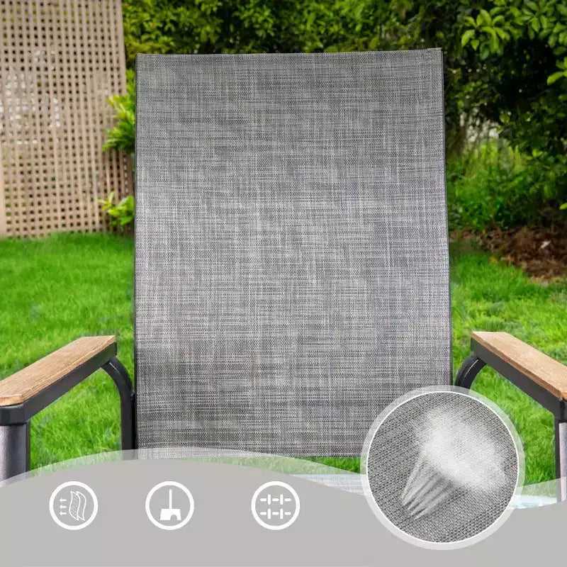 Captiva Designs Tavolo rettangolare 7 pezzi con piano a doghe regolabile e sedie in alluminio textilene grigio