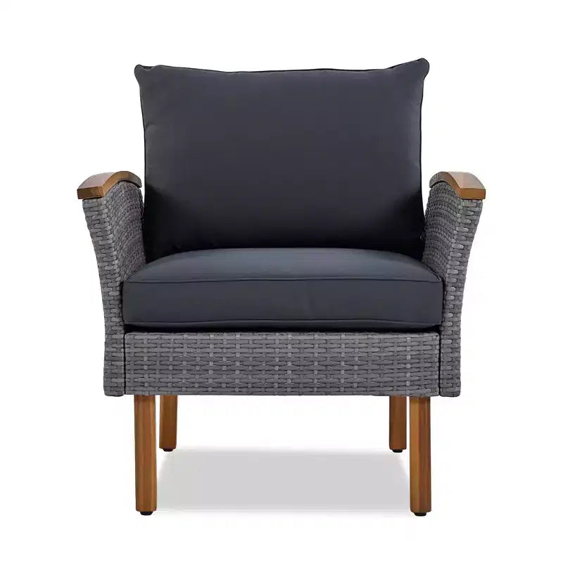 Whisen Set di Mobili da Giardino a 9 Pezzi in Rattan Resistente alle Intemperie e Divano Sezionale da Esterno con Tavolino da Caffè e Cuscini - Grigio