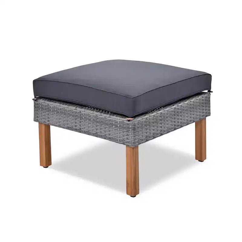 Whisen Set di Mobili da Giardino a 9 Pezzi in Rattan Resistente alle Intemperie e Divano Sezionale da Esterno con Tavolino da Caffè e Cuscini - Grigio