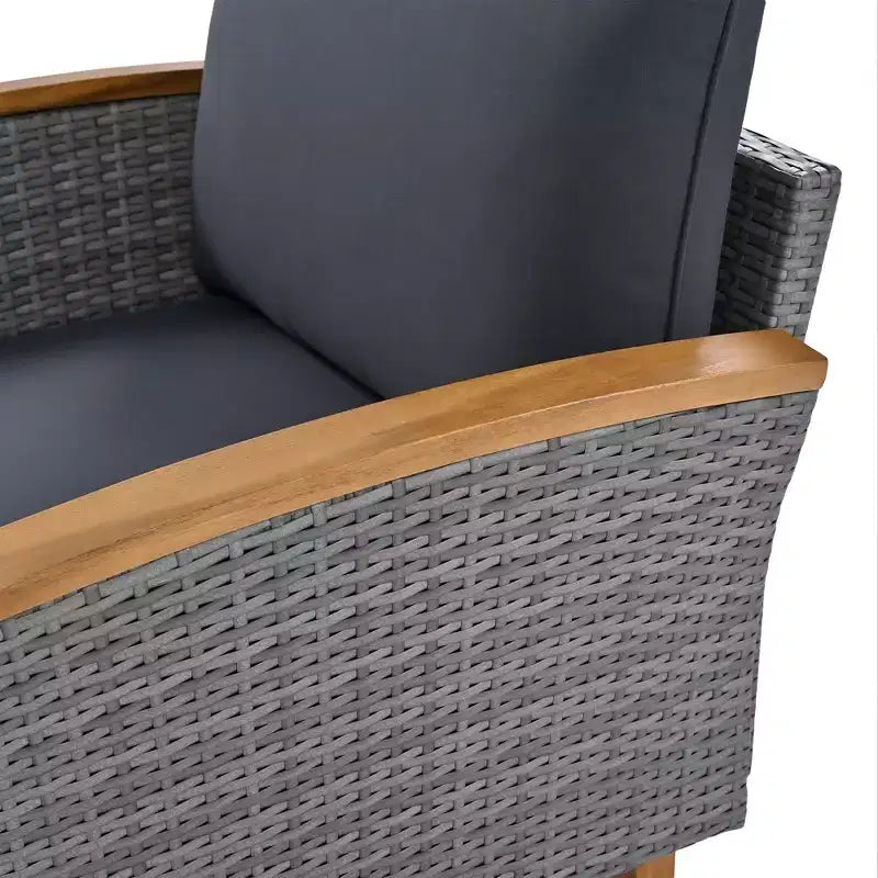 Whisen Set di Mobili da Giardino a 9 Pezzi in Rattan Resistente alle Intemperie e Divano Sezionale da Esterno con Tavolino da Caffè e Cuscini - Grigio