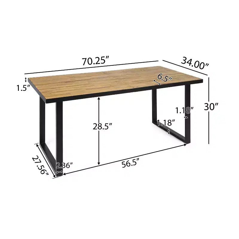 Christopher Knight Home Lovell Set da Pranzo da Esterno 7 Pezzi in Legno di Acacia e Ferro con Cuscini, Teak e Crema