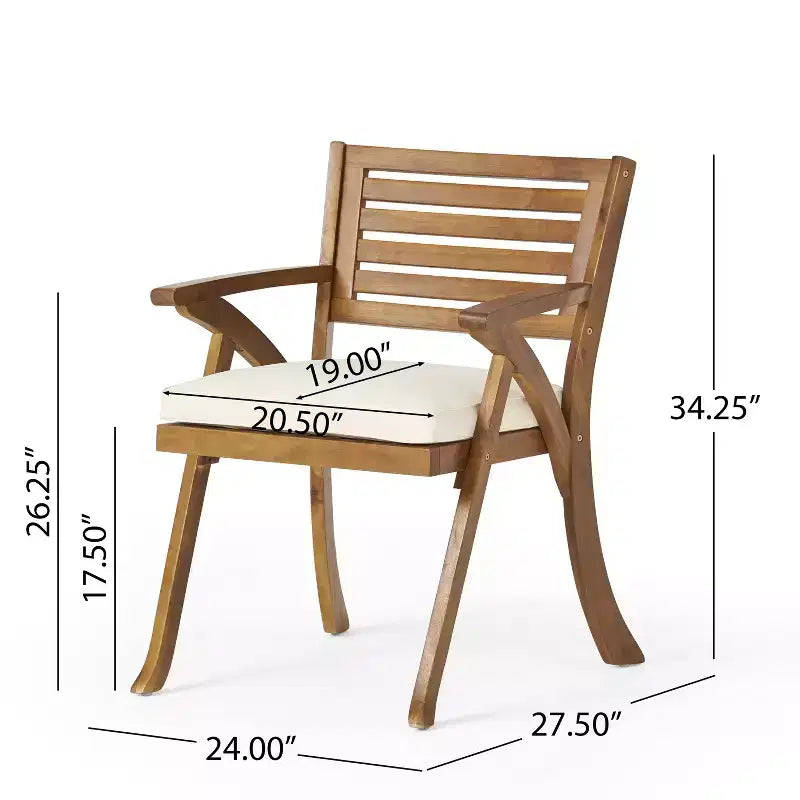 Christopher Knight Home Lovell Set da Pranzo da Esterno 7 Pezzi in Legno di Acacia e Ferro con Cuscini, Teak e Crema