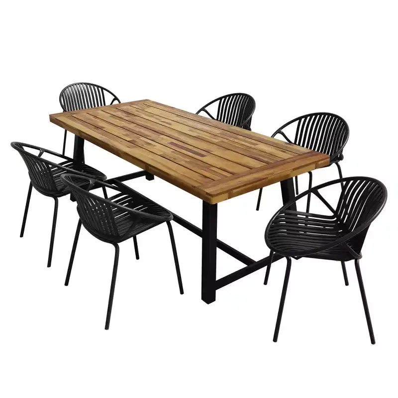 Christopher Knight Home Pablo set da pranzo moderno da 7 pezzi da esterno con sedia impilabile