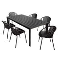 Christopher Knight Home Paddy 7 Pieces Outdoor Modern Metal and Polypropylene Dining Set with Stackable Chair