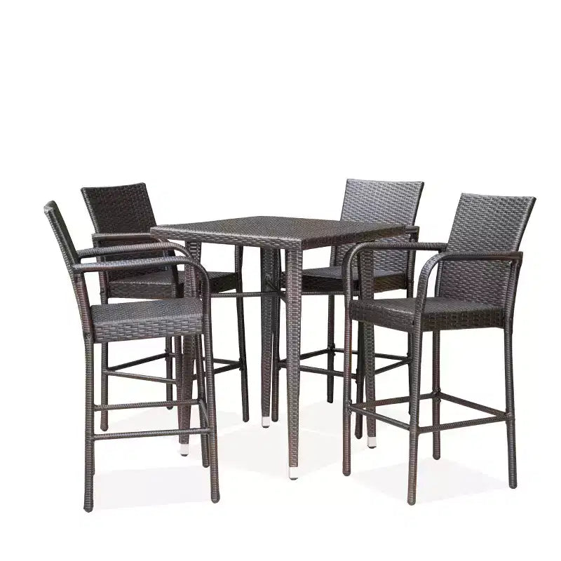 Christopher Knight Home Colbin Outdoor Wicker 5 Piece Square Bar Set, Multibrown