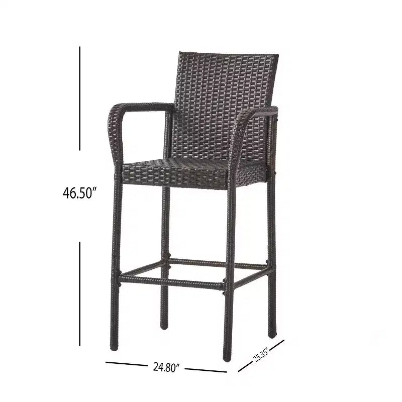 Christopher Knight Home Set Bar Quadrato da Esterno a 5 Pezzi in Vimini Colbin, Marrone Scuro