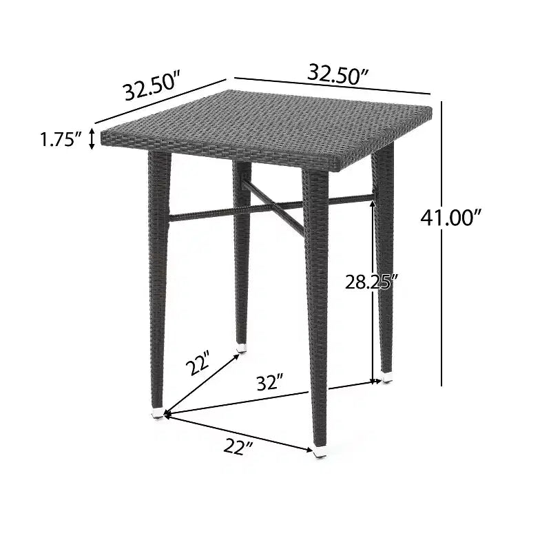 Christopher Knight Home Set Bar Quadrato da Esterno a 5 Pezzi in Vimini Colbin, Marrone Scuro