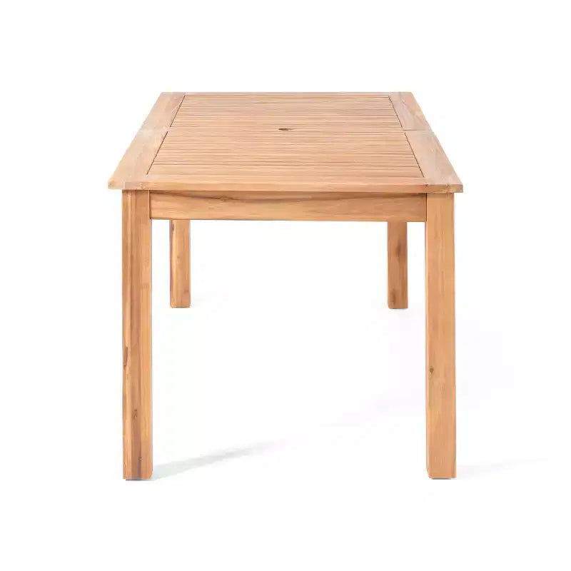 GDFStudio Aloha Set da pranzo espandibile da 9 pezzi in legno di acacia e vimini per esterni, naturale sabbiato/multimarrone