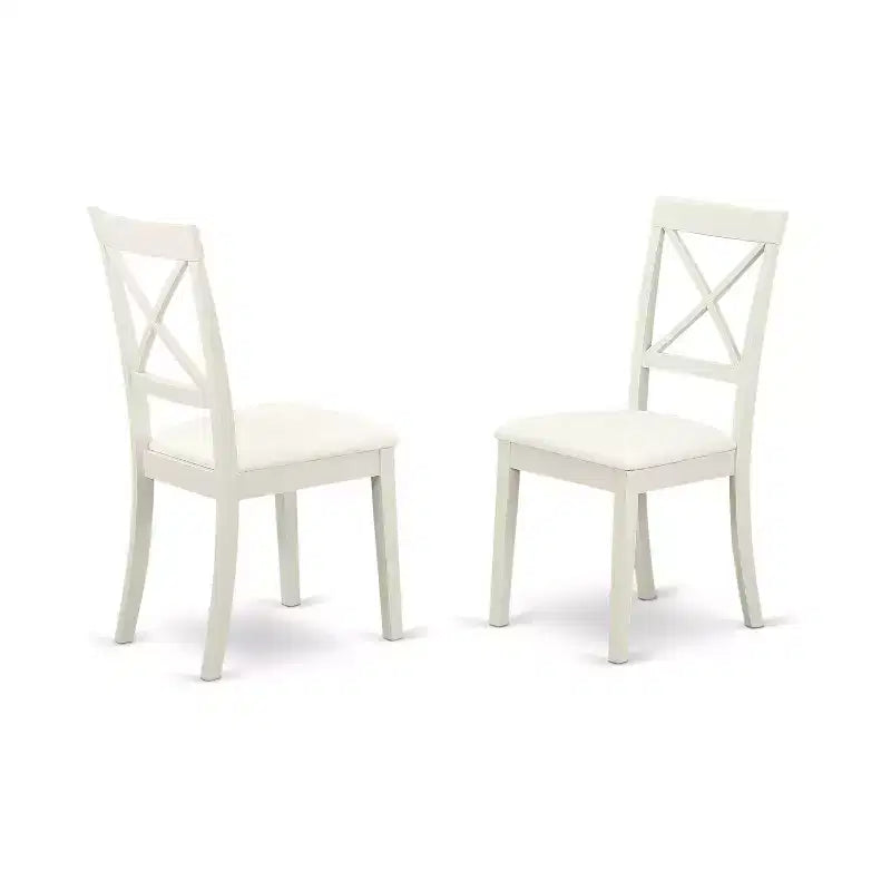 HomeStock Set Tavolo da Pranzo Rotondo Moderno Bianco Lino