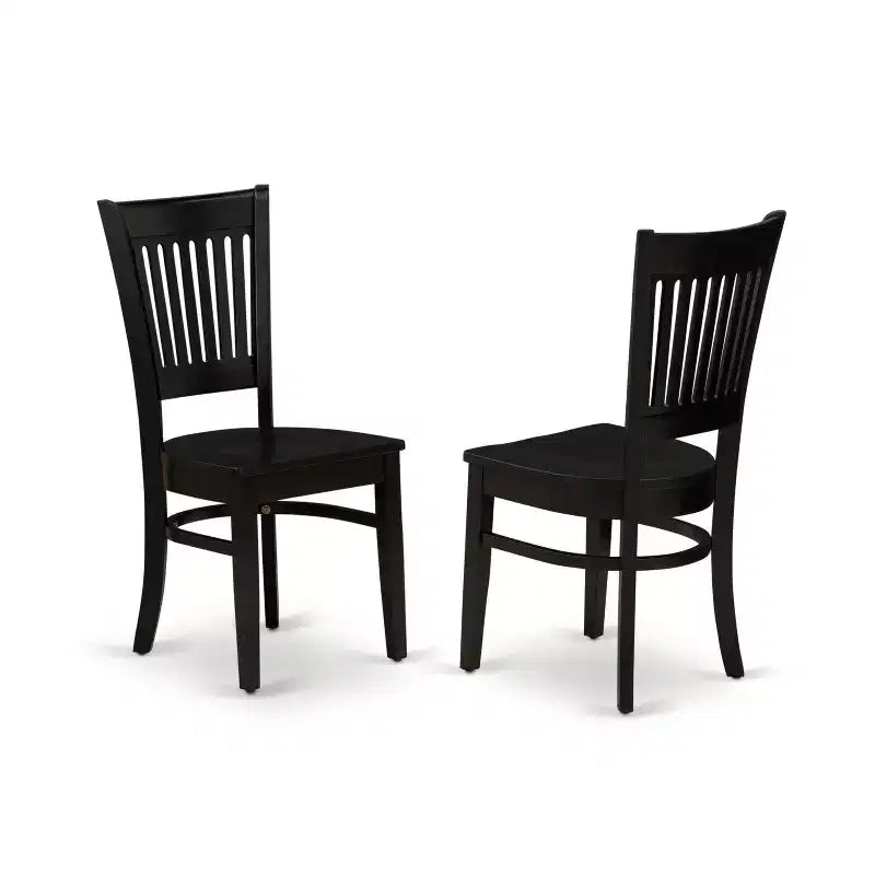 HomeStock WEVA7 Set da pranzo da 7 pezzi con tavolo rettangolare nero e 6 sedie