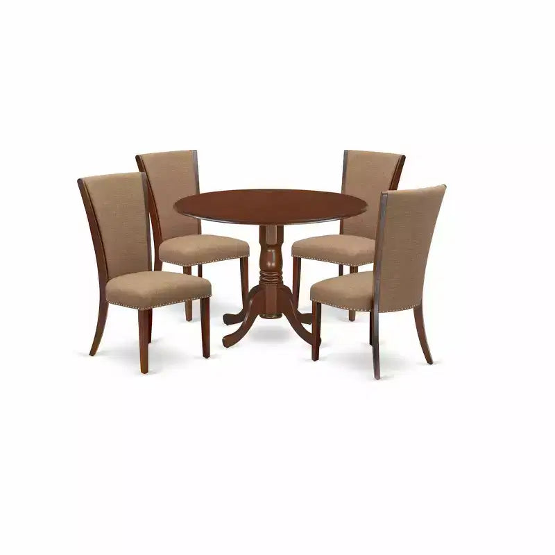 HomeStock Set tavolo da pranzo rotondo sedie Parsons in lino 42