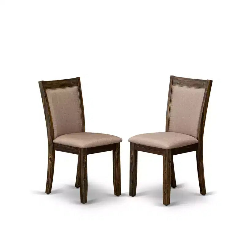 Set da Pranzo Rotondo con 6 Sedie, in Tessuto di Lino, Stile Parsons