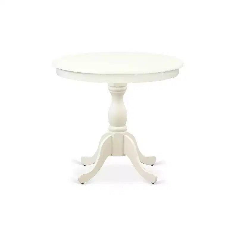 Set tavolo da pranzo e 4 sedie con piedistallo tondo bianco HomeStock Linen