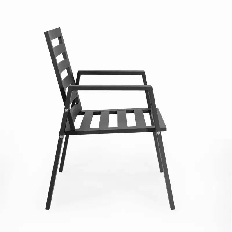 LeisureMod Chelsea Set da Pranzo da Giardino 5 Pezzi, Tavolo da Pranzo Rotondo in Alluminio da 48 pollici e 4 Sedie da Pranzo con Braccioli