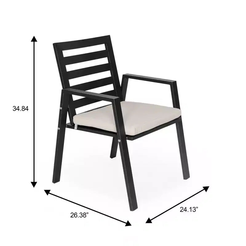 LeisureMod Chelsea Set da Pranzo da Giardino 5 Pezzi, Tavolo da Pranzo Rotondo in Alluminio da 48 pollici e 4 Sedie da Pranzo con Braccioli