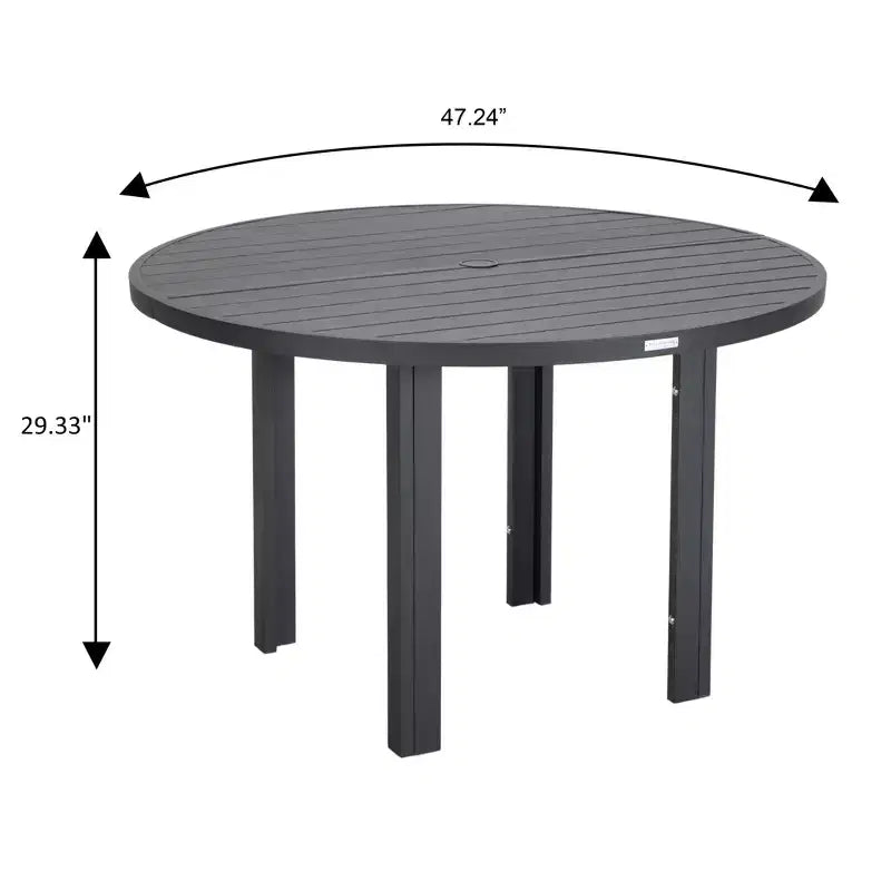 LeisureMod Chelsea Set da Pranzo da Giardino 5 Pezzi, Tavolo da Pranzo Rotondo in Alluminio da 48 pollici e 4 Sedie da Pranzo con Braccioli