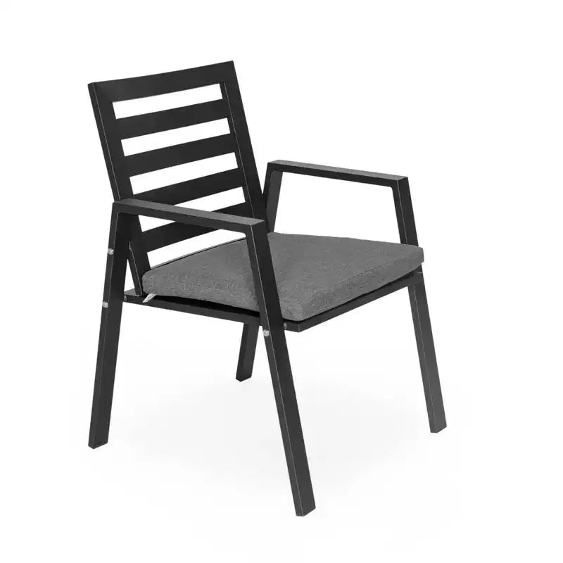 LeisureMod Chelsea Set da Pranzo da Giardino 5 Pezzi, Tavolo da Pranzo Rotondo in Alluminio da 48 pollici e 4 Sedie da Pranzo con Braccioli