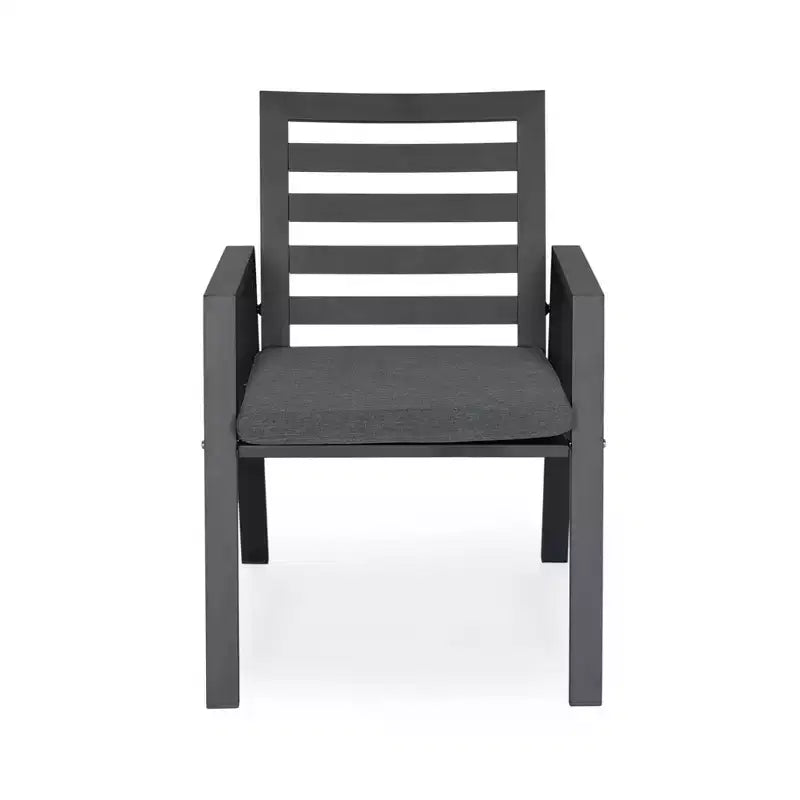 LeisureMod Chelsea Set da Pranzo da Giardino 5 Pezzi, Tavolo da Pranzo Rotondo in Alluminio da 48 pollici e 4 Sedie da Pranzo con Braccioli