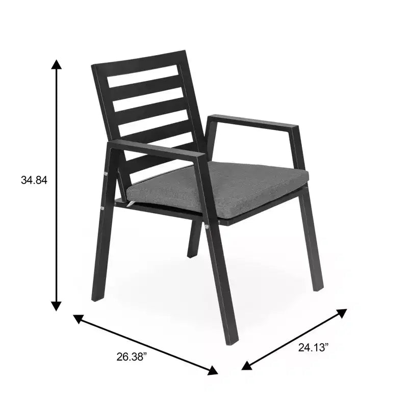 LeisureMod Chelsea Set da Pranzo da Giardino 5 Pezzi, Tavolo da Pranzo Rotondo in Alluminio da 48 pollici e 4 Sedie da Pranzo con Braccioli