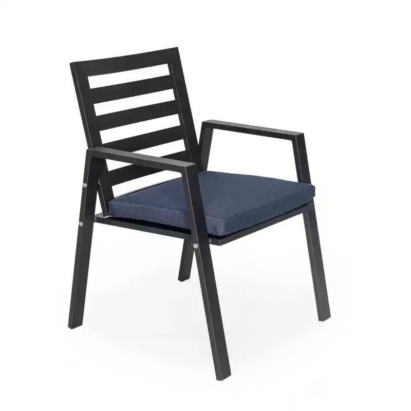 LeisureMod Chelsea Set da Pranzo da Giardino 5 Pezzi, Tavolo da Pranzo Rotondo in Alluminio da 48 pollici e 4 Sedie da Pranzo con Braccioli