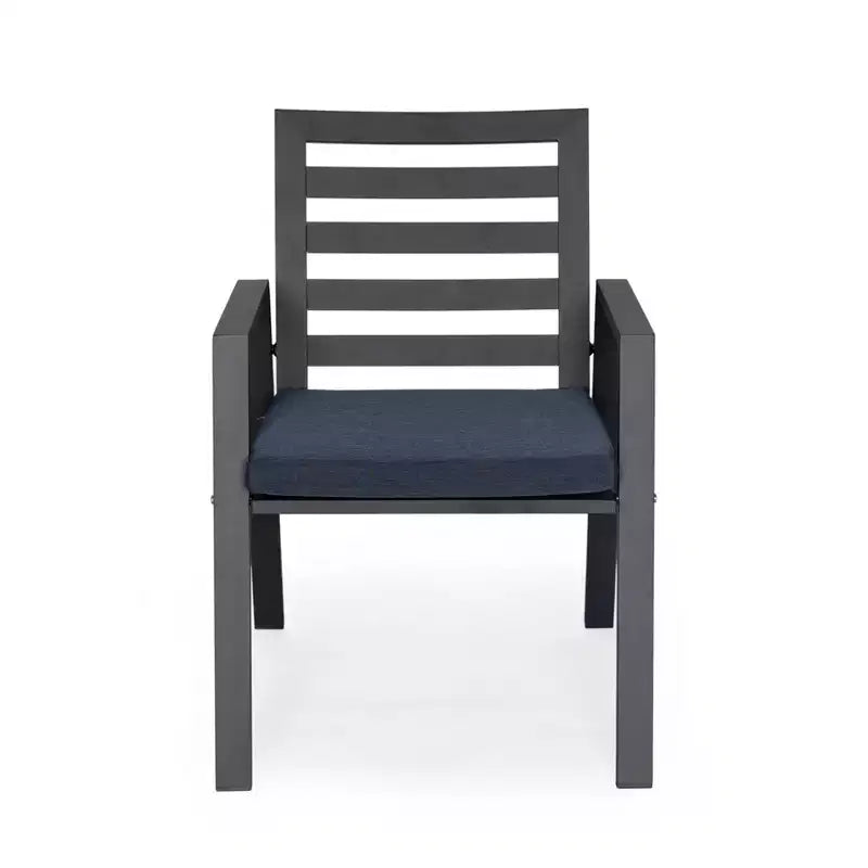 LeisureMod Chelsea Set da Pranzo da Giardino 5 Pezzi, Tavolo da Pranzo Rotondo in Alluminio da 48 pollici e 4 Sedie da Pranzo con Braccioli