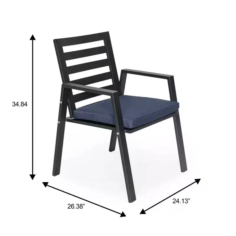LeisureMod Chelsea Set da Pranzo da Giardino 5 Pezzi, Tavolo da Pranzo Rotondo in Alluminio da 48 pollici e 4 Sedie da Pranzo con Braccioli