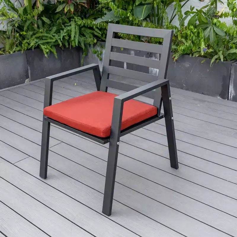 LeisureMod Chelsea Set da Pranzo da Giardino 5 Pezzi, Tavolo da Pranzo Rotondo in Alluminio da 48 pollici e 4 Sedie da Pranzo con Braccioli