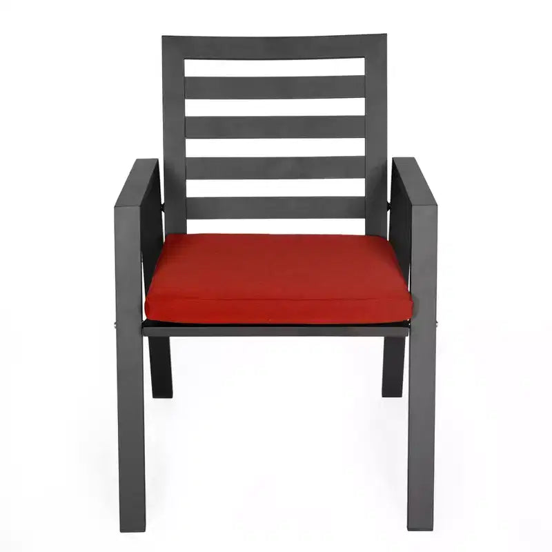 LeisureMod Chelsea Set da Pranzo da Giardino 5 Pezzi, Tavolo da Pranzo Rotondo in Alluminio da 48 pollici e 4 Sedie da Pranzo con Braccioli
