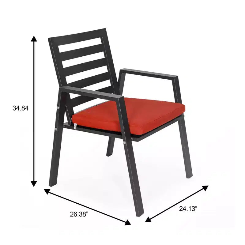 LeisureMod Chelsea Set da Pranzo da Giardino 5 Pezzi, Tavolo da Pranzo Rotondo in Alluminio da 48 pollici e 4 Sedie da Pranzo con Braccioli