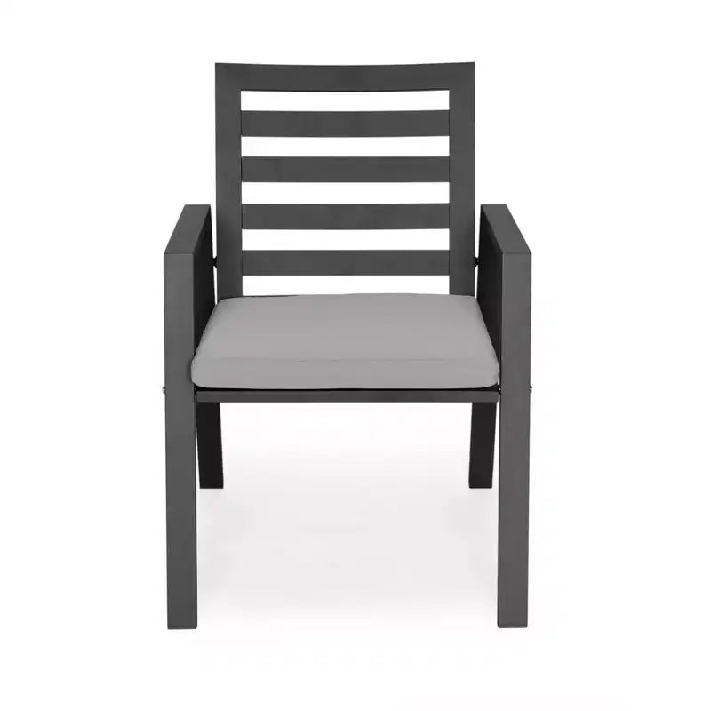LeisureMod Chelsea Set da Pranzo da Giardino 5 Pezzi, Tavolo da Pranzo Rotondo in Alluminio da 48 pollici e 4 Sedie da Pranzo con Braccioli