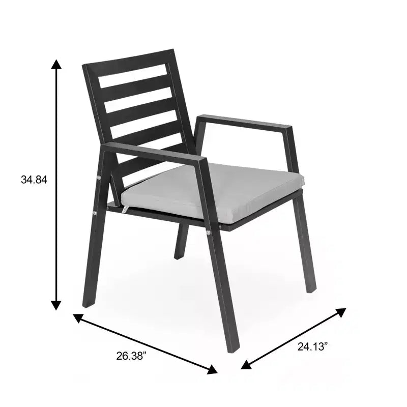 LeisureMod Chelsea Set da Pranzo da Giardino 5 Pezzi, Tavolo da Pranzo Rotondo in Alluminio da 48 pollici e 4 Sedie da Pranzo con Braccioli