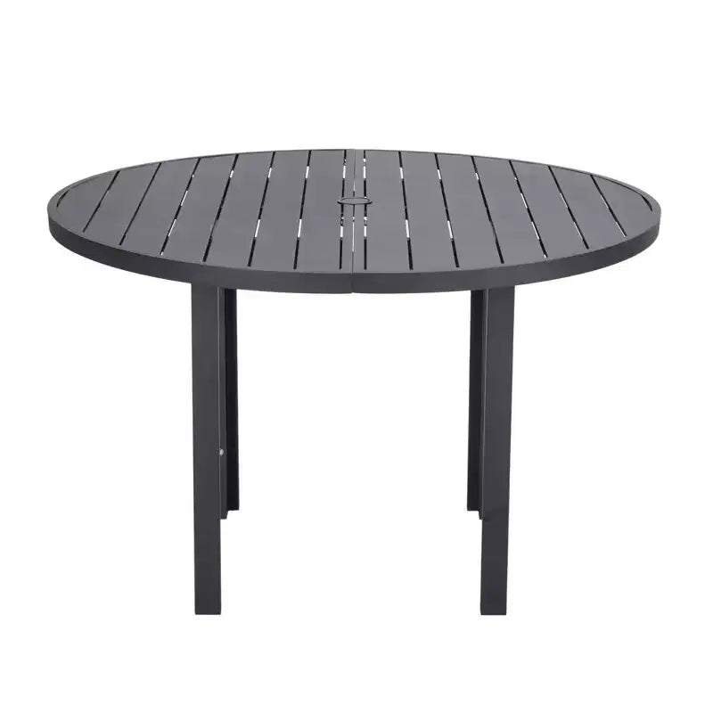 LeisureMod Chelsea Set da Pranzo da Giardino 5 Pezzi, Tavolo da Pranzo Rotondo in Alluminio da 48 pollici e 4 Sedie da Pranzo con Braccioli