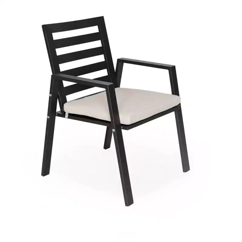 LeisureMod Chelsea Set da Pranzo da Giardino 5 Pezzi, Tavolo da Pranzo Rotondo in Alluminio da 48 pollici e 4 Sedie da Pranzo con Braccioli