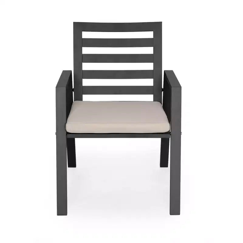 LeisureMod Chelsea Set da Pranzo da Giardino 5 Pezzi, Tavolo da Pranzo Rotondo in Alluminio da 48 pollici e 4 Sedie da Pranzo con Braccioli