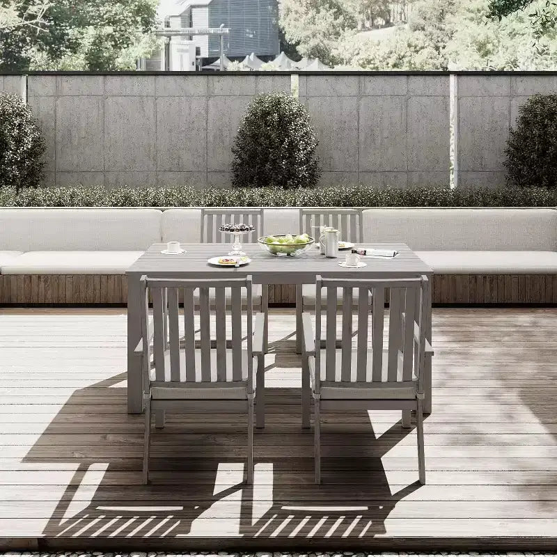 Heynemo Set da pranzo da esterno 5 pezzi, tavolo da pranzo da esterno in alluminio con 4 sedie e cuscini rimovibili per prato, giardino, cortile