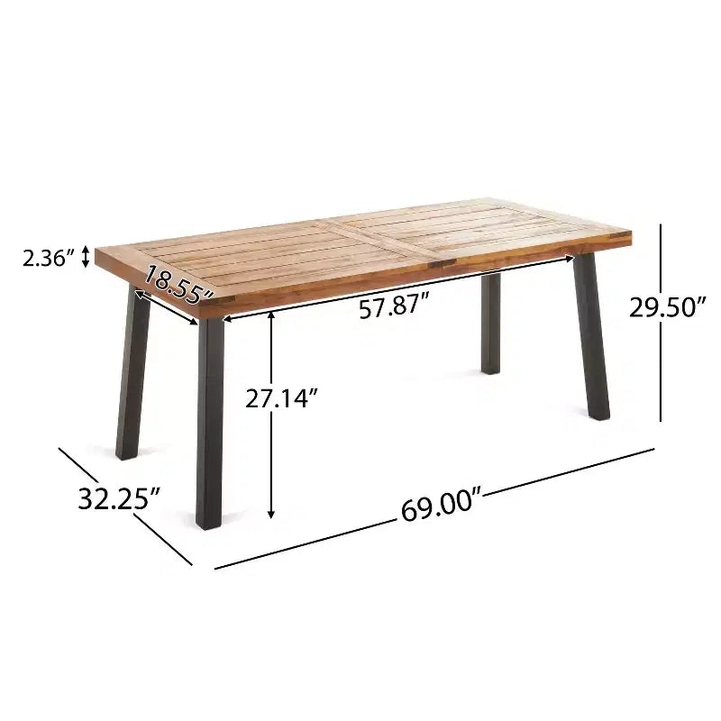 Christopher Knight Home Goleta Set da pranzo da 7 pezzi in legno di acacia e vimini da esterno con cuscini, Naturale, Marrone e Crema