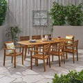 Christopher Knight Home Stamford Outdoor Acacia Wood 9 Piece Expandable Dining Set