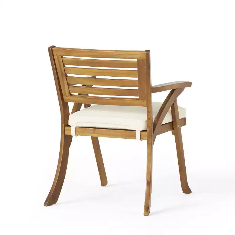 Set da pranzo Zhana per esterni in legno di acacia a 7 pezzi con cuscino di GDFStudio