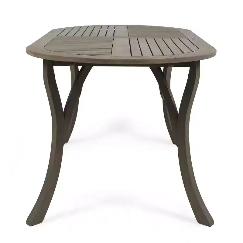 Set da pranzo Zhana per esterni in legno di acacia a 7 pezzi con cuscino di GDFStudio