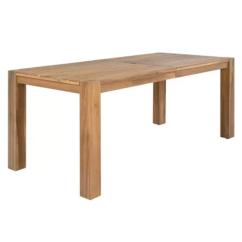 Whisen - Set da pranzo da esterno a 7 pezzi in legno di acacia - Posti a sedere per 6 persone con cuscini rimovibili, set di mobili da esterno con foro per ombrellone