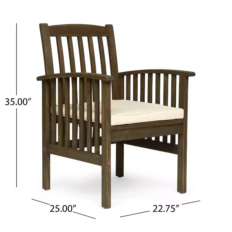 Christopher Knight Home Maura, set da pranzo da 5 pezzi in legno di acacia per esterni con cuscino resistente all'acqua