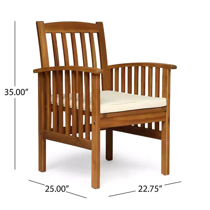 Christopher Knight Home Maura, set da pranzo da 5 pezzi in legno di acacia per esterni con cuscino resistente all'acqua