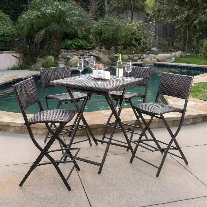 Christopher Knight Home Margarita Set da bar pieghevole da esterno a 5 pezzi in vimini, Multibrown
