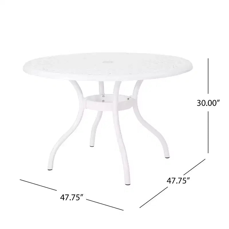 Set da pranzo da esterno a 5 pezzi Christopher Knight Home Sarasota in alluminio pressofuso con motivo floreale a spirale