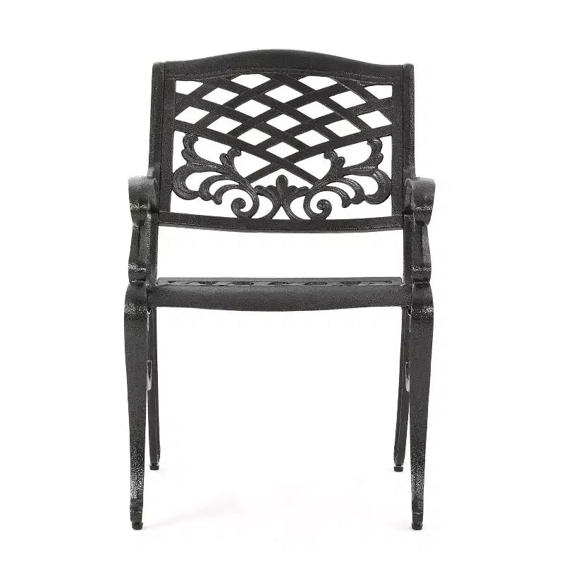 Set da pranzo da esterno a 5 pezzi Christopher Knight Home Sarasota in alluminio pressofuso con motivo floreale a spirale