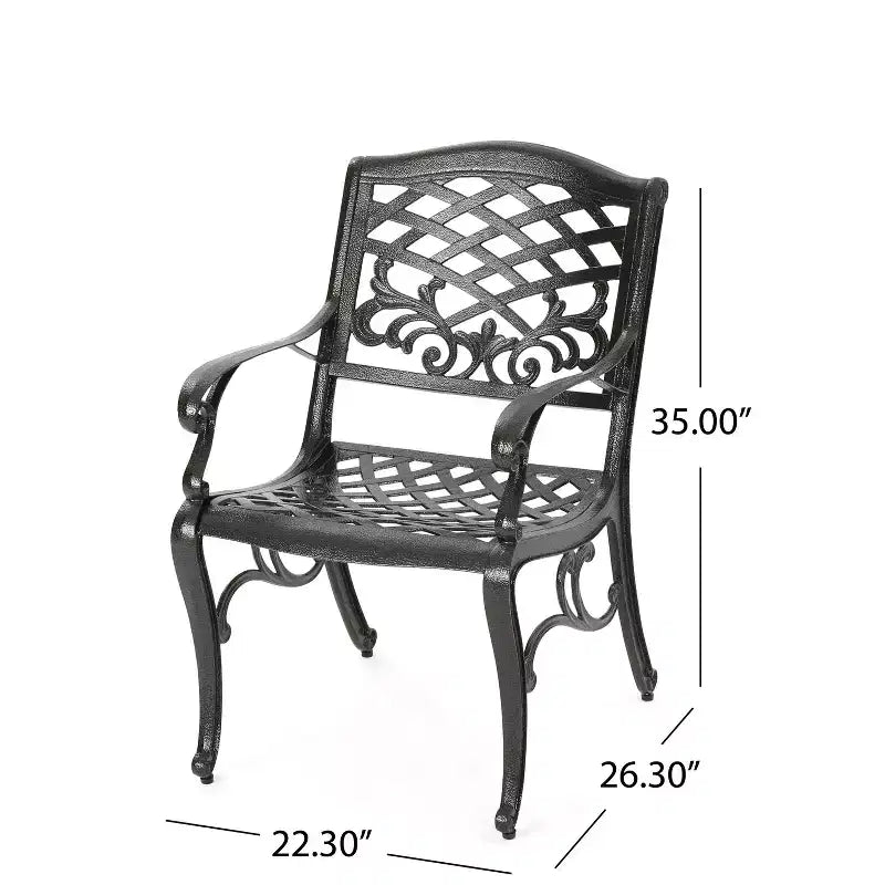 Set da pranzo da esterno a 5 pezzi Christopher Knight Home Sarasota in alluminio pressofuso con motivo floreale a spirale