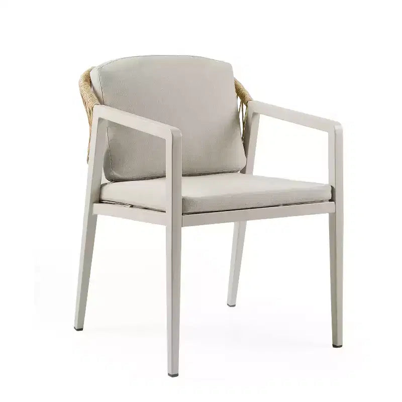 Set da pranzo da esterno 7 pezzi Patio con sedia da pranzo in PE Rattan e tavolo da pranzo allungabile, legno di acacia, grigio+naturale-ModernLuxe