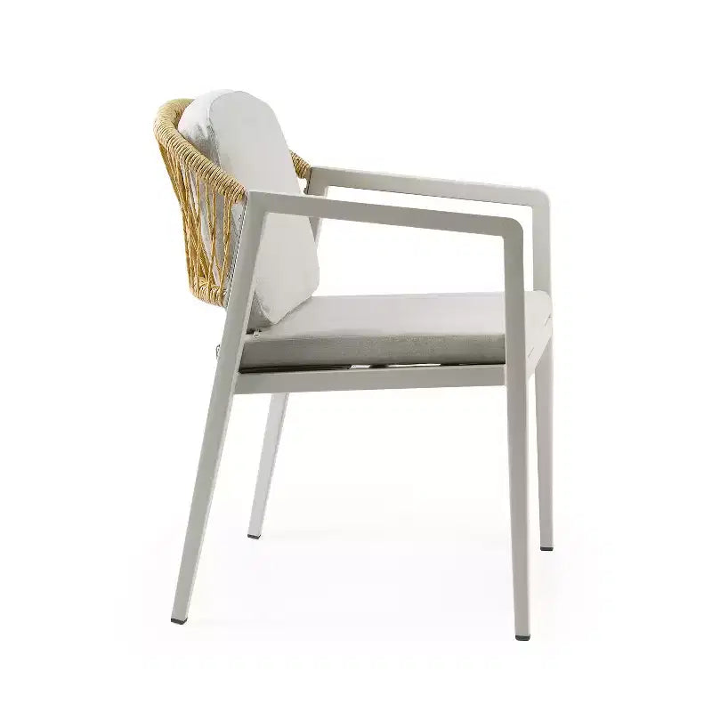 Set da pranzo da esterno 7 pezzi Patio con sedia da pranzo in PE Rattan e tavolo da pranzo allungabile, legno di acacia, grigio+naturale-ModernLuxe
